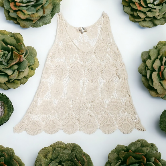 Boutique cream crochet sleeveless top size S / M from Urmoda - Picture 8 of 8
